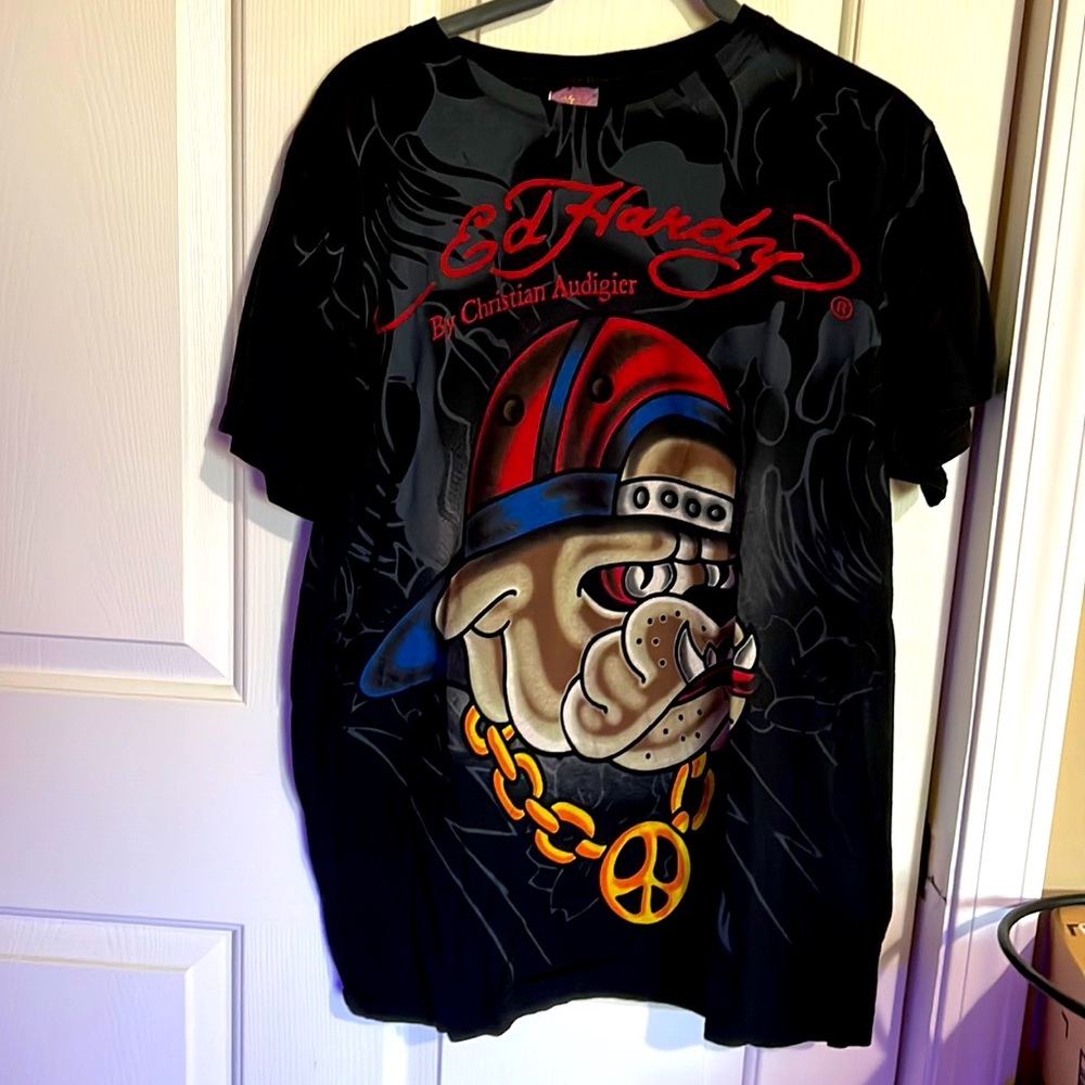 Ed Hardy bull dog black t shirt